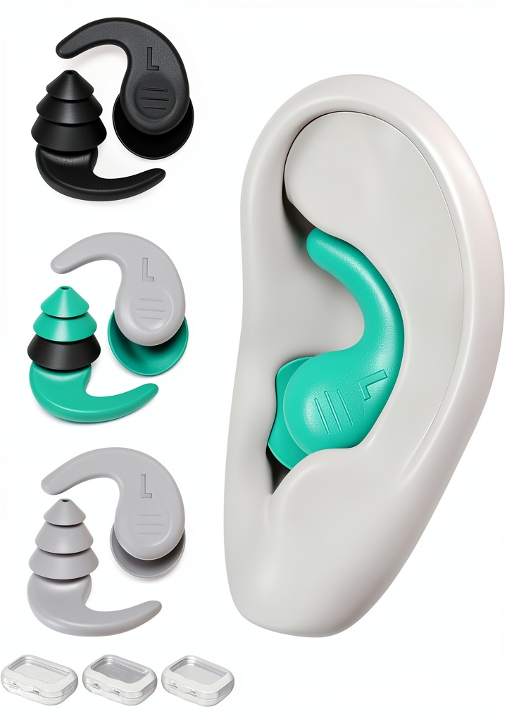 FNGXX silicone swimming earplugs placed beside a pool ladder