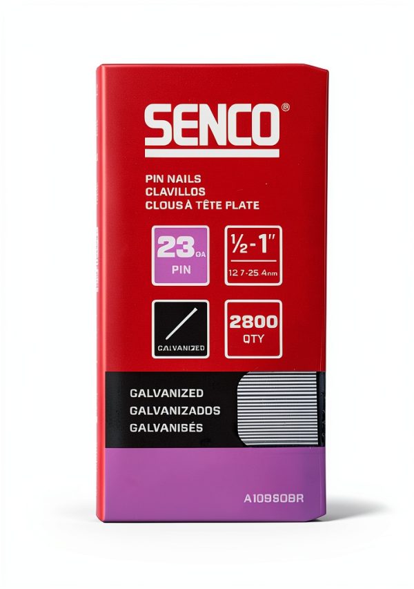 SENCO A109809R 1/2" - 1" 23 Gauge Pin Nails, Galvanized Finish 2,800 Count Pack-0