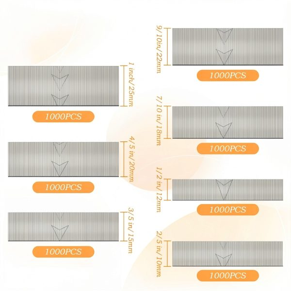 7000PCS 23 Gauge Pin Nails, Assorted 7 Sizes Electro-Galvanized Headless Pinner Nails, Pin Nails for Molding Cabinetry Building-1