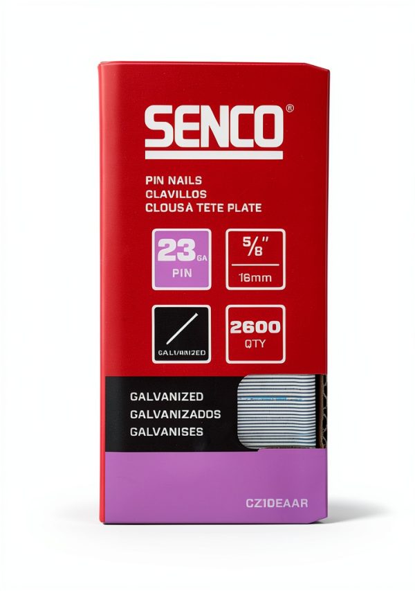 SENCO CZ10EAAR 5/8" 23 Gauge Pin Nails, Galvanized Finish 2,600 Count Pack-0